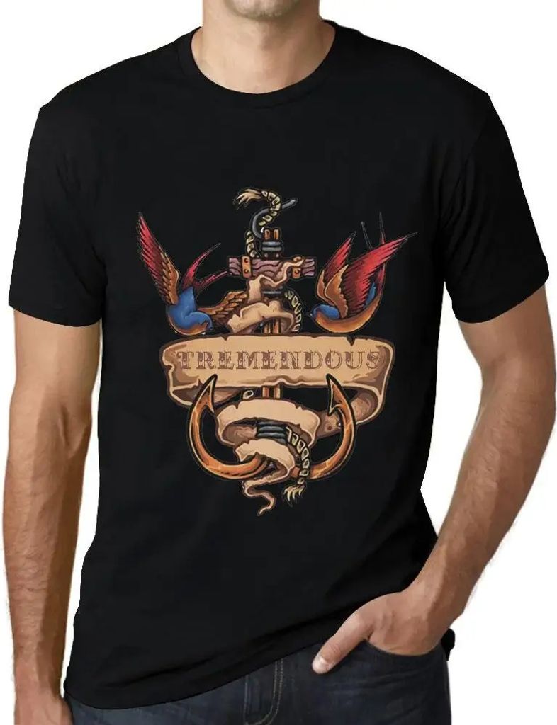 Herren Grafik T-Shirt Anchor Tattoo Tremendous Öko-Verantwortlich Vintage Jahrgang Kurzarm Lustige Druck Geburtstag Geschenk Mann