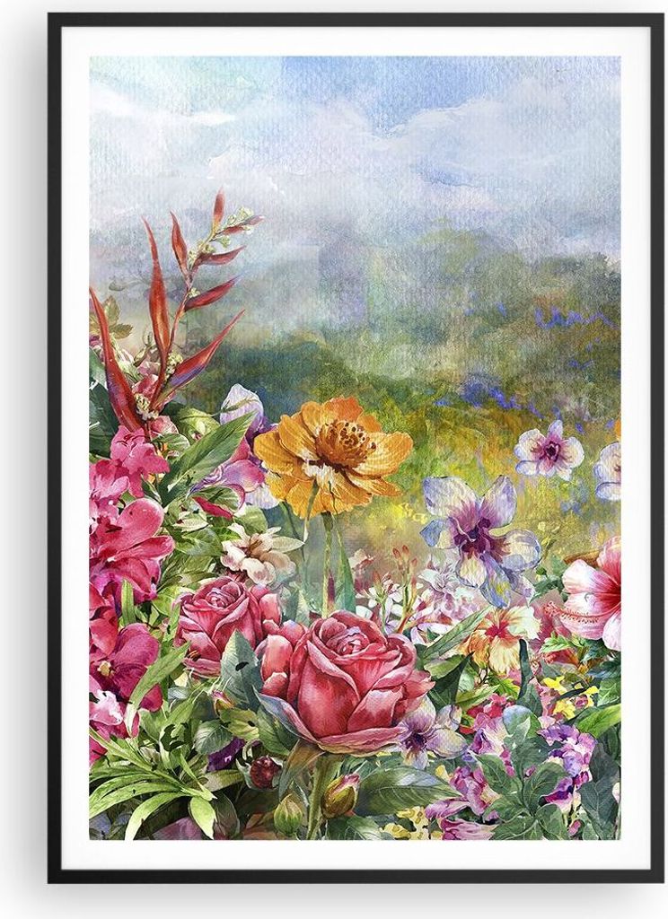 Gerahmtes Poster - Schwarzer Rahmen - blume sommer natur - 70x100 cm - Wand Bild - Wanddeko - Wandbilder - Kunstposter - Wandposter - Bilderrahmen ...