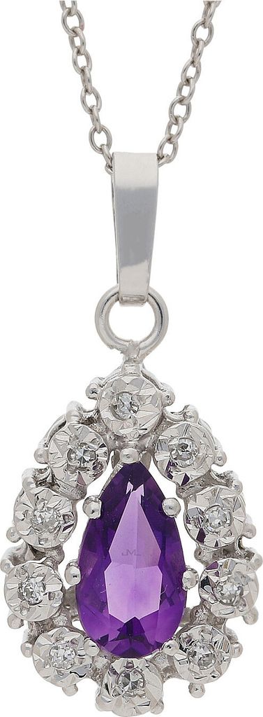 JuwelmaLux Anhänger 585 Weißgold Amethyst & Diamanten JL30-02-1635