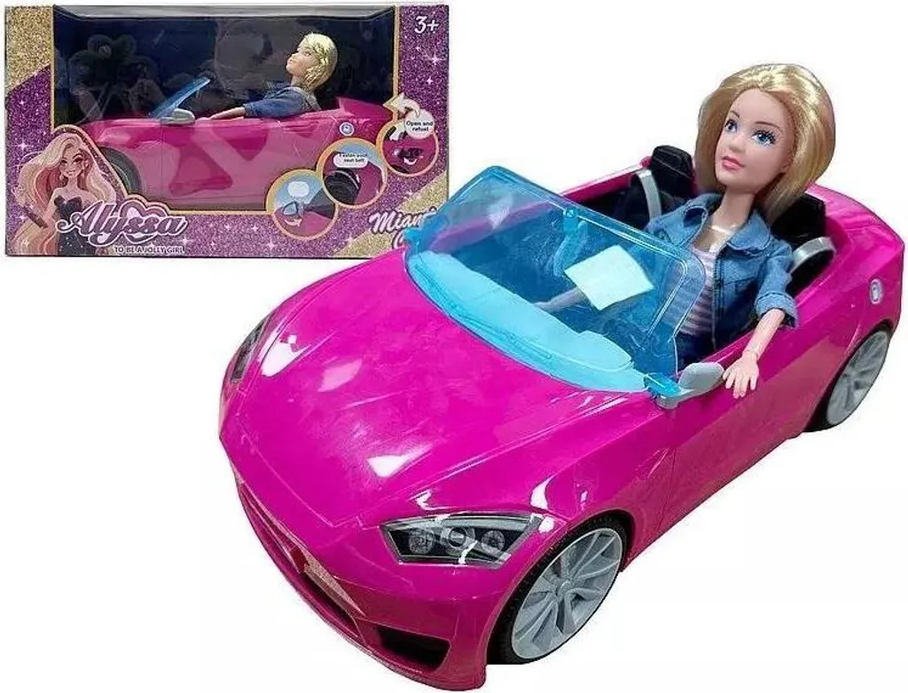 Poupée de 29 cm Articulée avec Voiture de Sport aux Roues Mobiles G6