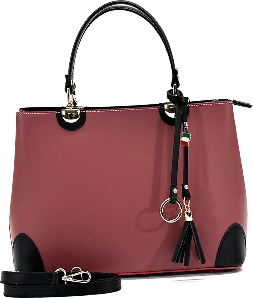 Borsa a mano rosa scuro nero Florence in pelle D2OTF156A