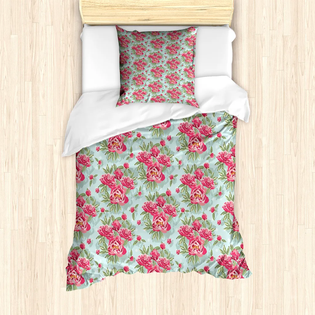 Copripiumino Digitale ABAKUHAUS Blooming Art 135x200 Blu Rosa