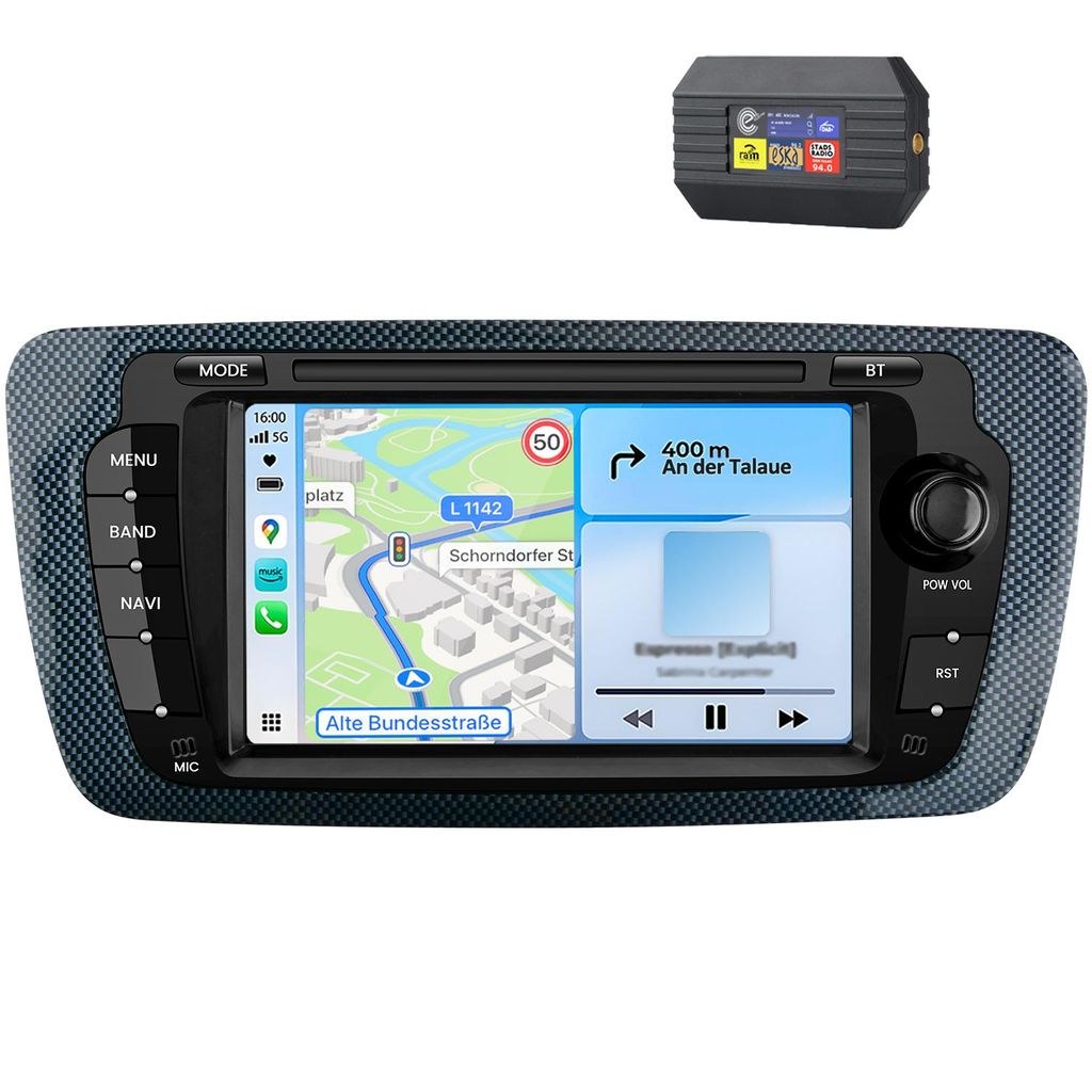 Autoradio Mit DAB+ Adapter Für Seat Ibiza IV 6J 2009-2013 Carplay Android Auto GPS Navi WIFI BT DAB+ RDS SWC 7 Zoll 2+64GB