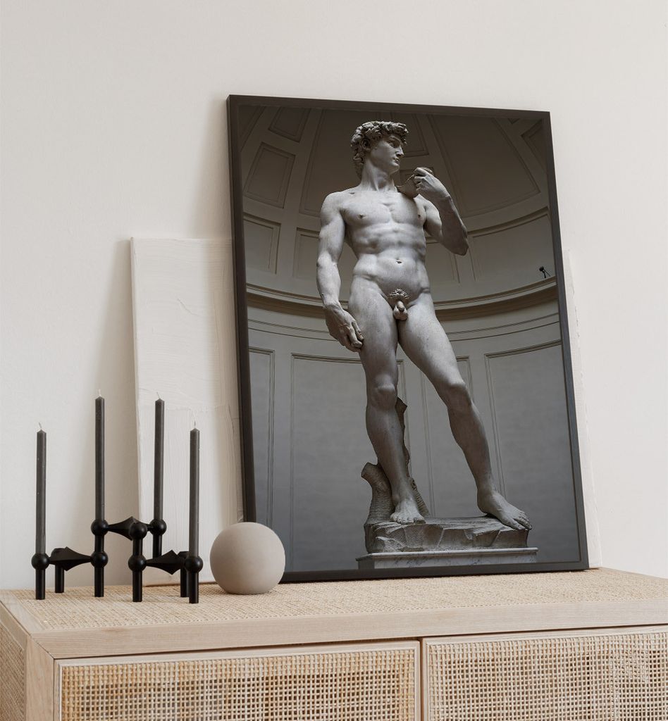 Poster David Steinfigur, groesse_poster:21x30 cm, groesse_rahmen:birke 21x30 cm