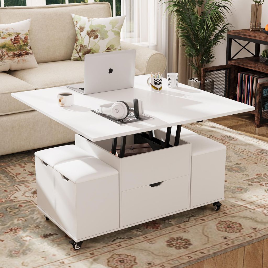 VOWNER Höhenverstellbarer 3-in-1-Couchtisch mit Schublade & Produktbild 