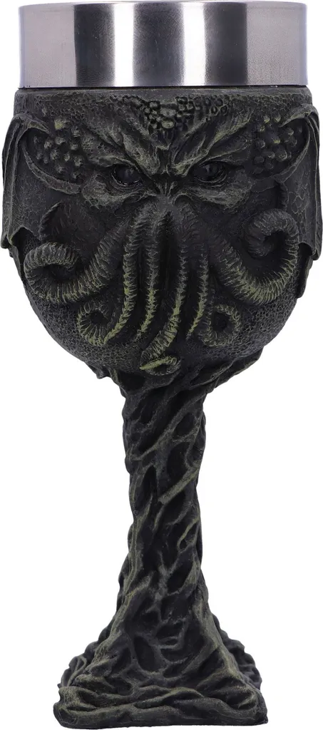 Gobelet médiéval Cthulhu 17 cm en résine et acier pour décoration