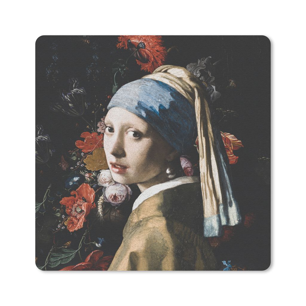 MuchoWow Mauspad Mousepad Das Mädchen mit dem Perlenohrring - Vermeer - Kunst 20x20 cm - Mousepads - Maus Mat - Pad - Mausunterlage - Desk Mat -...