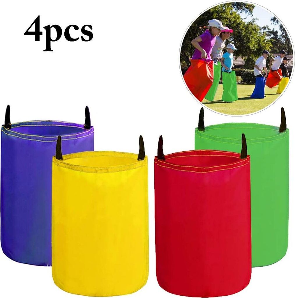 Hüpfsäcke für Kinder, 4 Stück Sackhüpfen Outdoor Spielset Produktbild 