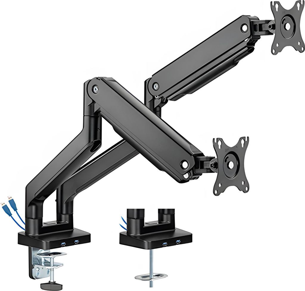 Gefederte Dual-Monitorhalterung, USB, Doppelarm, Neigefunktion HDWR SolidHand-CS02U