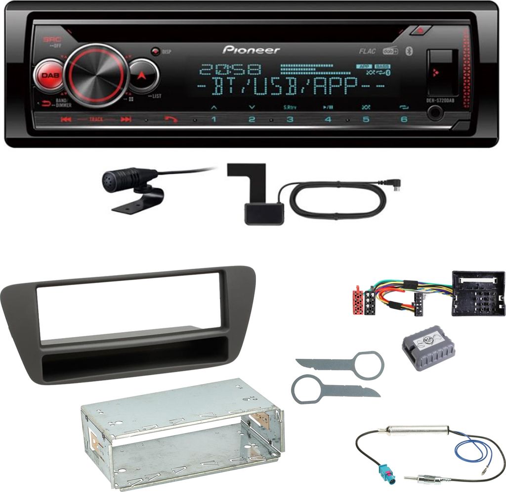 Pioneer DEH-S720DAB Bluetooth WAV FLAC Digitalradio CD Einbauset für Audi Q3 8U