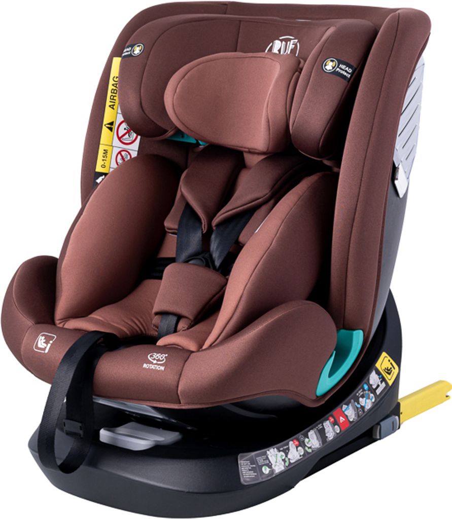 Tweety Plus DELUXE iSize SaphirCoffee Kindersitz mit 360 Grad drehbarem Isofix-System-BUF BOOF 0, 36 kg