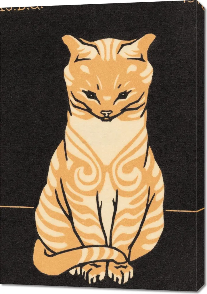 Quadro 70x100 cm Sitting Cat, Julie de Graag Vintage per il salotto