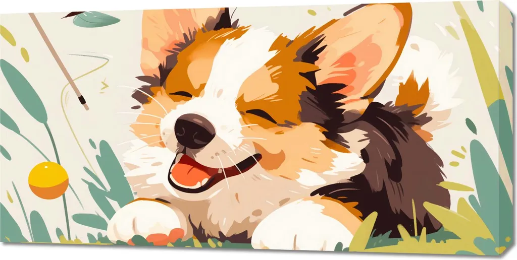 Quadro 100x50 cm Corgi spensierato