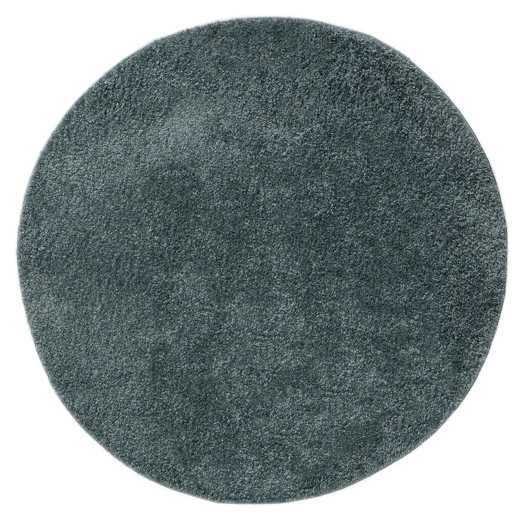 Waschbarer Hochflorteppich Soho Blau ø 160 cm rund Wohnzimmer Rutschfest Waschbar Hochflor benuta Flauschig Plüsch Shaggy Weich