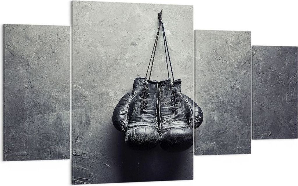 Bild auf Leinwand - Leinwandbild - 4 Teile - Box Handschuhe Symbol - 160x90cm - Wand Bild - Wanddeko - Wandbilder - Leinwanddruck - Bilder - Wandde...