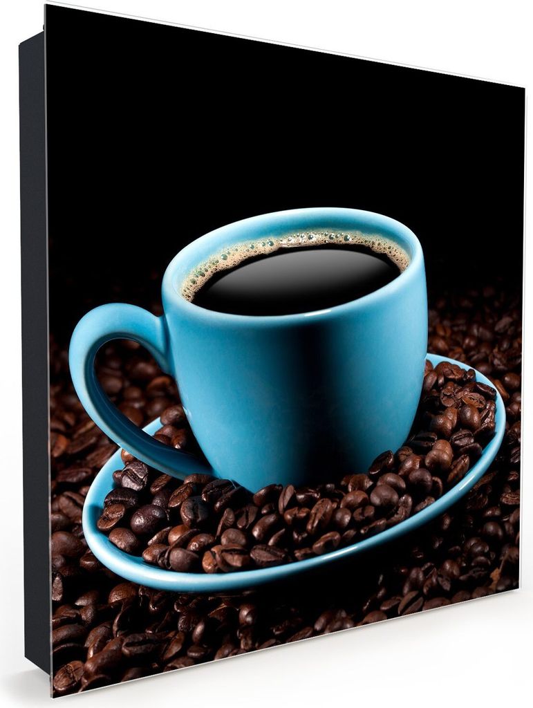 Nachbildung-Schlüsselkasten, Magnetpinnwand und Memoboard mit Glasfront Motiv Farbige Kaffeetase