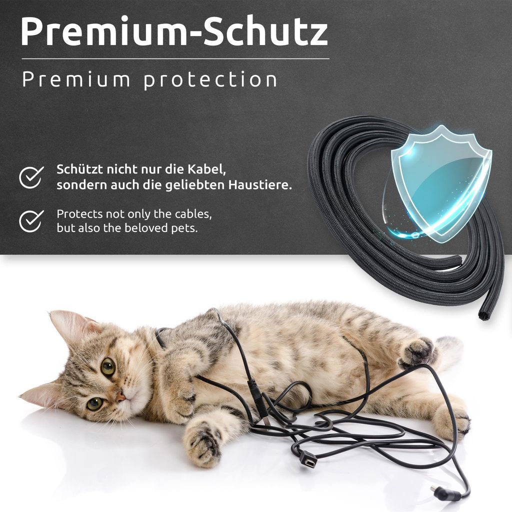 ECENCE Kabelschlauch 3m  - Schwarz - Kabelmanagement Produktbild 6