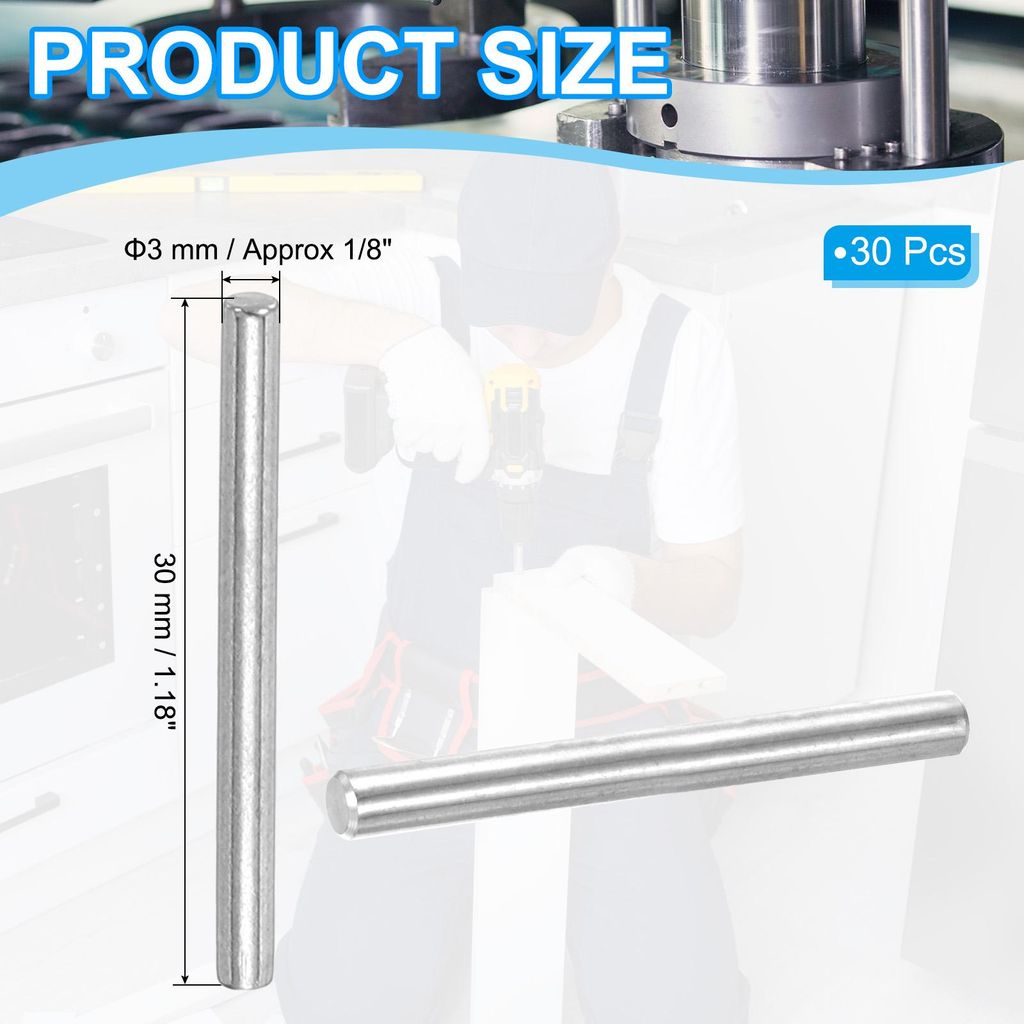 30 Stš¹ck 304 Edelstahl Zylinderstift 3mm Durchmesser, 30mm L?nge Dš¹belstifte Metall Regalstifte fš¹r Kleiderschrank Kommode Schrank Bš¹ch...