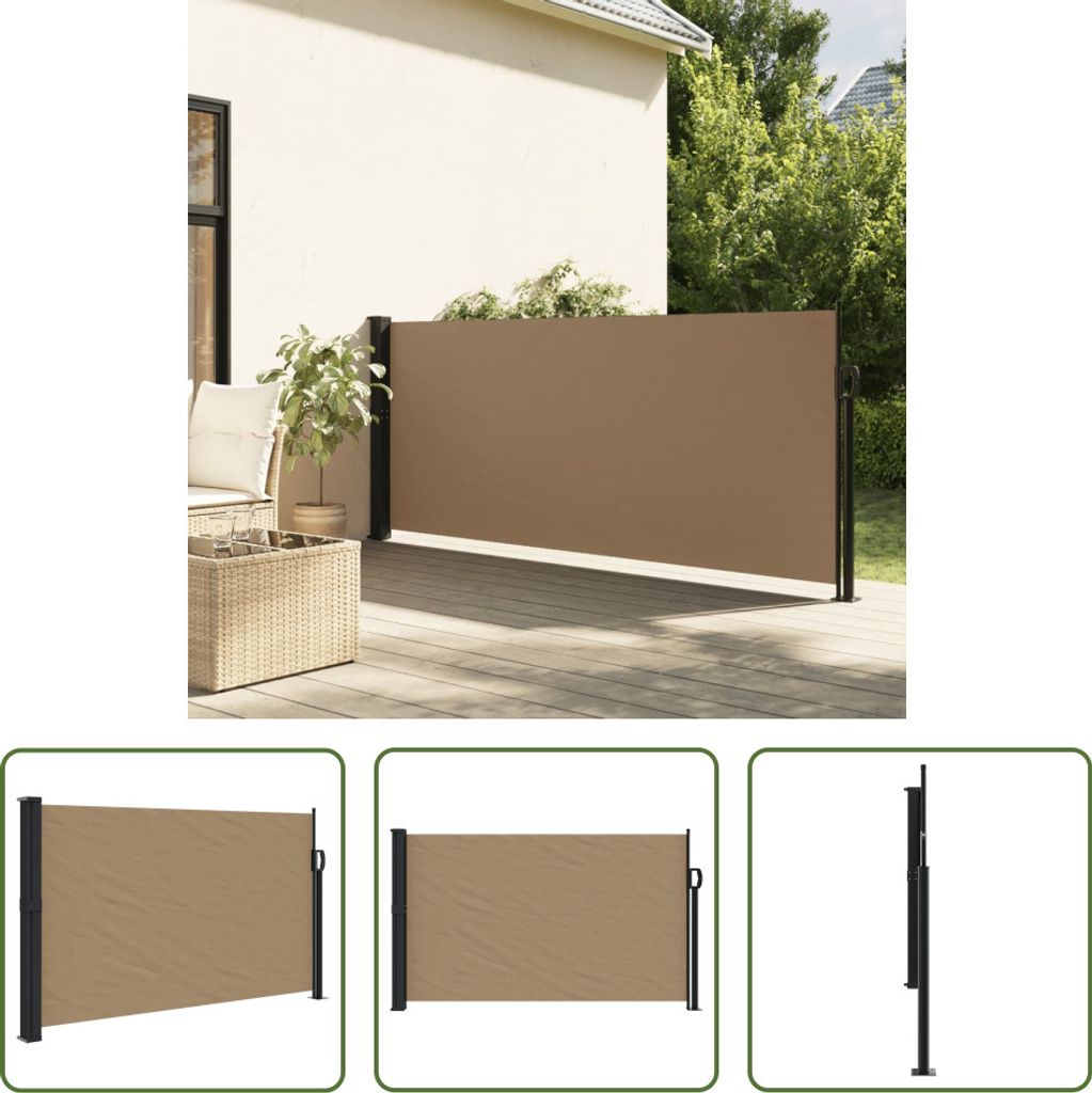The Living Store Seitenmarkise Ausziehbar Taupe 120x500 cm