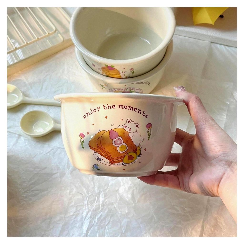 Keramikschüssel, 15,2 cm, Unterglasur, große Schüssel, Haushalt, Hochtemperatur-Panda-Kid-Donuts