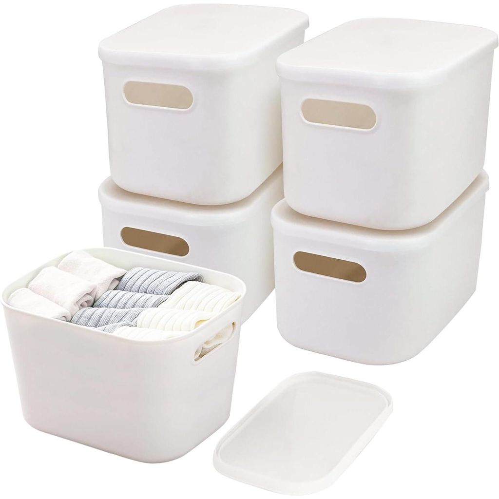 4-teiliges Aufbewahrungsbox-Set mit Deckeln, stapelbare Kunststoffbox, Organizer, Aufbewahrung, Aufbewahrungsbox, Badezimmer-Organizer für Küche,...