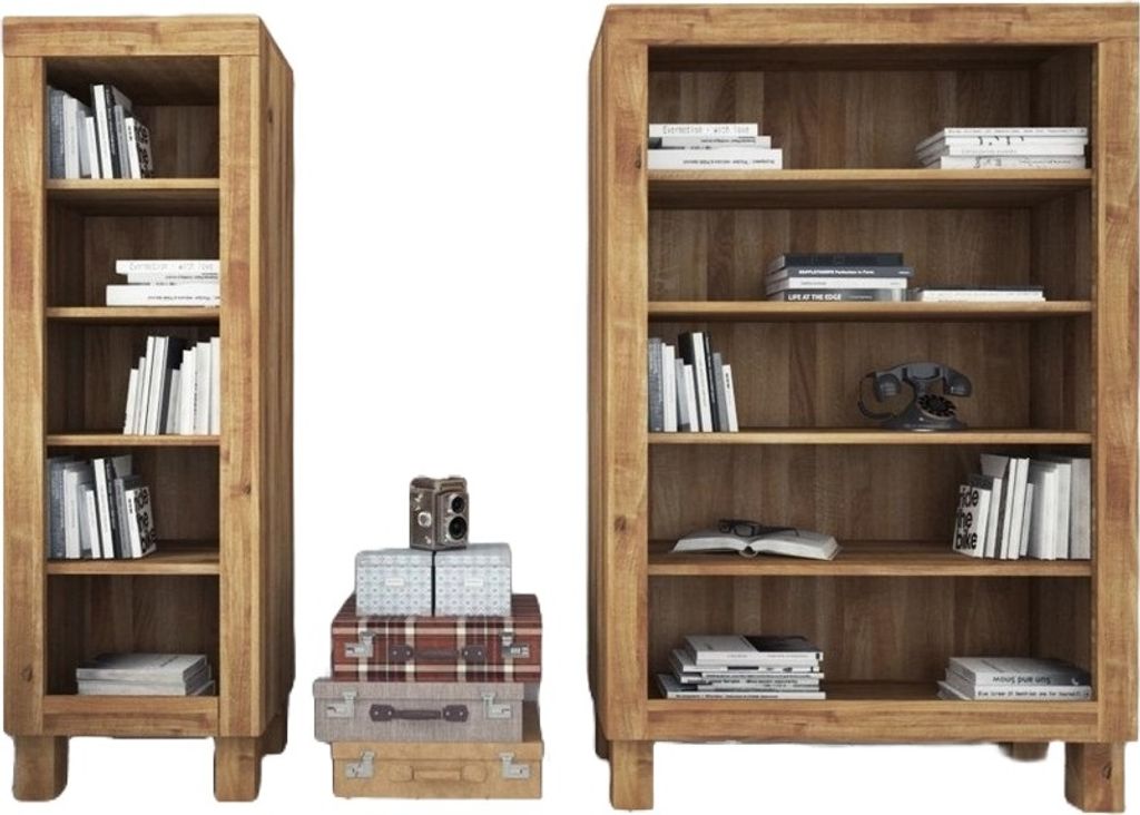 Bücherregal Ringo schmal aus Wildeiche massiv 52x45x162 mit 5 offenen Fächern