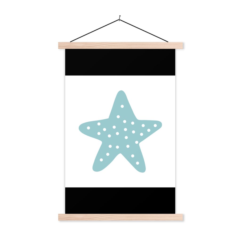 MuchoWow Textilposter Stern - Punkte - Pastell - Mädchen - Jungen - Kinder 120x180 cm mit holzfarbenen Rahmen - Textil-Plakat