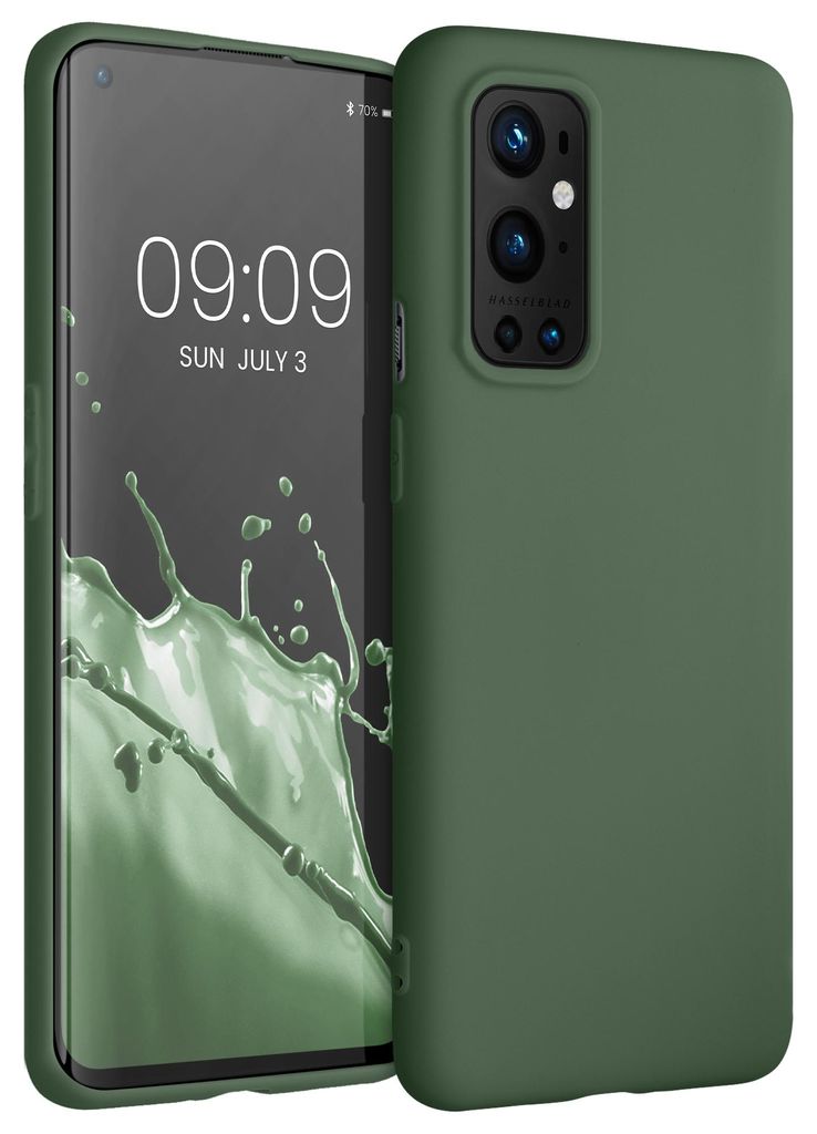 kwmobile Handyhülle für OnePlus 9 Pro Hülle - TPU Case - Kabelloses Laden - Schutzhülle Cover in Dunkelgrün