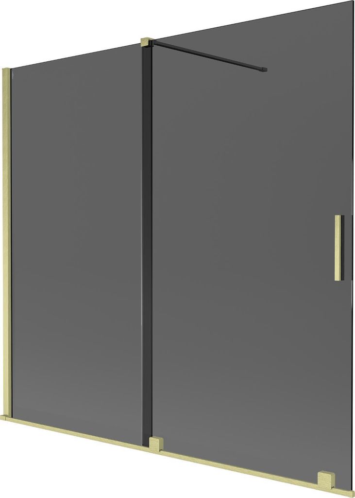 Mexen Velar Duschwand für die Badewanne, 2-flügelig, verschiebbar 170 x 150 cm, Graphit, gebürstetes Gold - 896-170-000-41-55