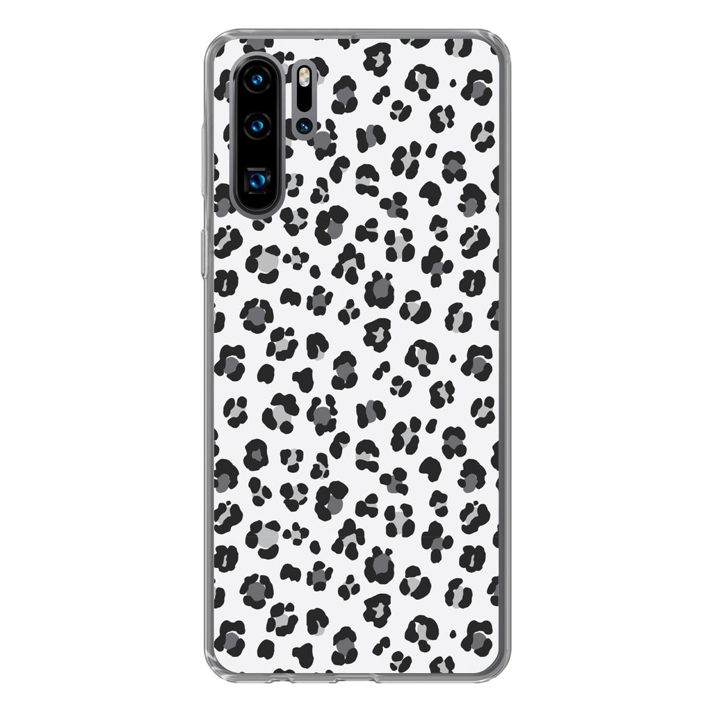 MuchoWow Handyhülle Schutzhülle Hülle für Huawei P30 Pro Panther Druck - Grau - Abstrakt Silikon Softcase Handy Hülle - Schutzdeckel
