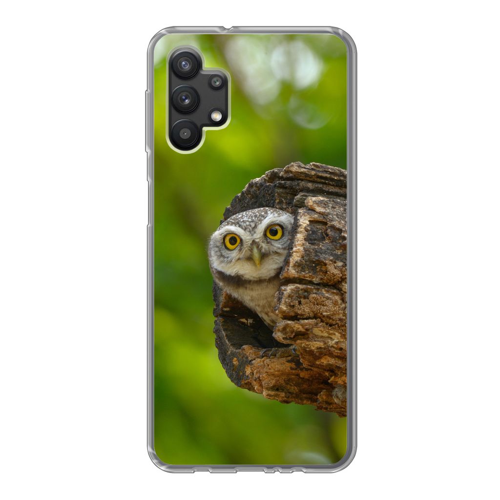 MuchoWow Handyhülle Schutzhülle Hülle für Samsung Galaxy A32 5G Eule - Baby - Baum Silikon Softcase Handy Hülle - Softcase