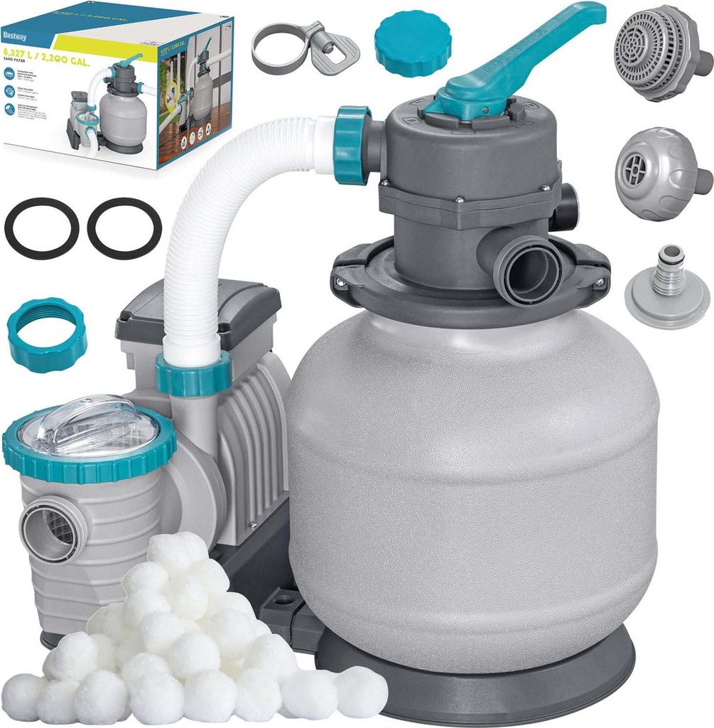 Sandfilterpumpe für Pools, 8327 l/h mit Filterbällen