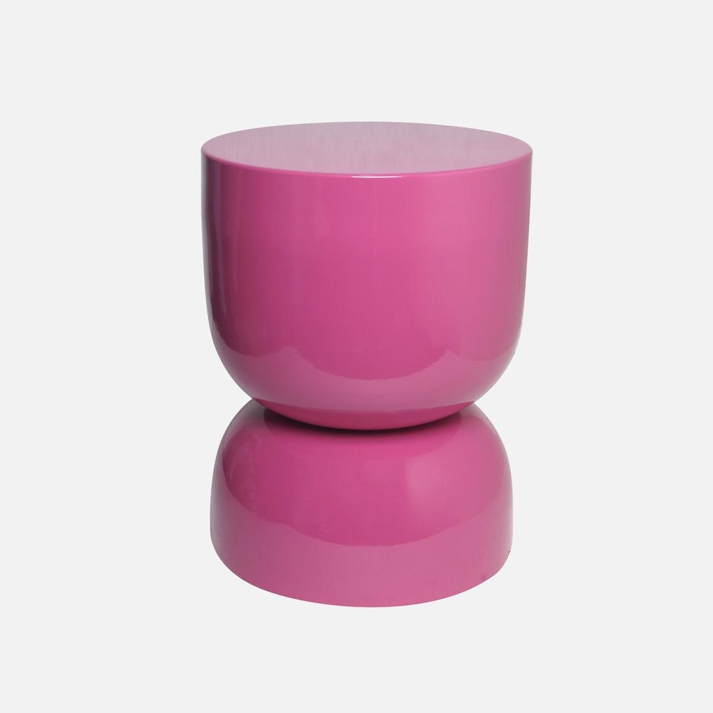 sweeek - Beistelltisch, Sofatisch, Nachttisch Metall mit Glanzeffekt Ø32 x H 42 cm - Rosa