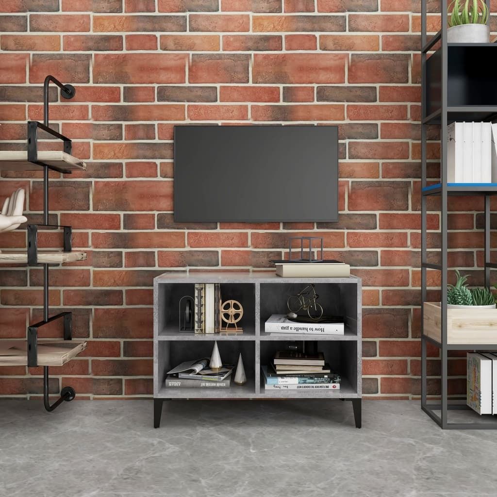 Maison Exclusive - TV-Schrank mit Metallbeinen Betongrau 69,5x30x50 cm