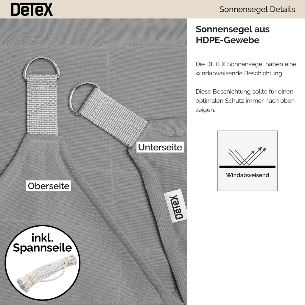 Sunal Tenda Parasole Triangolare 4x4x5,7 M – Poliestere Impermeabile Con Kit Fissaggio, Corde E Anelli In Acciaio, Per Balconi E Giardini, Grigio