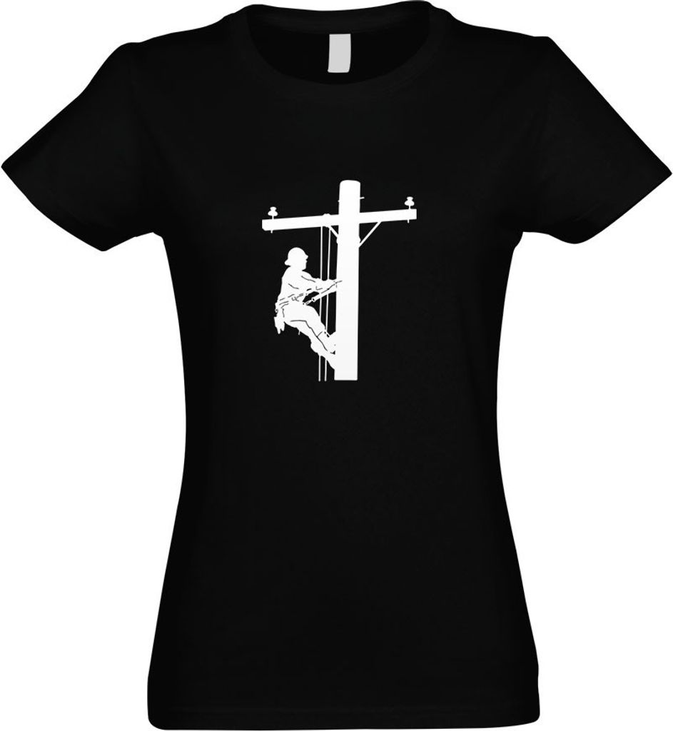 Kiwistar - T-Shirt tailliert - Damen - schwarz - Netzmonteure Motiv 3 - Elektriker - mit Motiv Bedruckt - Funshirt Design - Sport - Freizeit - Dame...