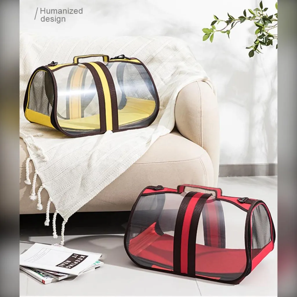 Sac de Transport Rose Respirant avec Capsule Transparente Animaux - 2