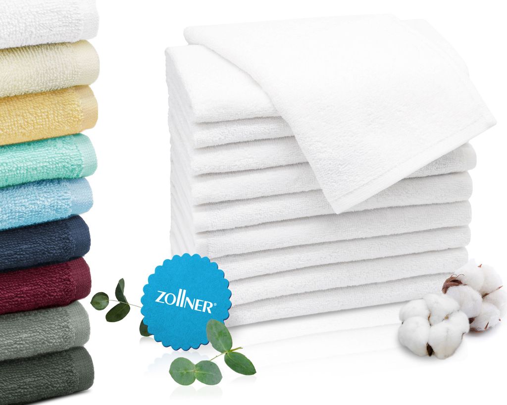 10er Set Gästehandtücher 30x50 cm, 100% Baumwolle, weiß Produktbild 
