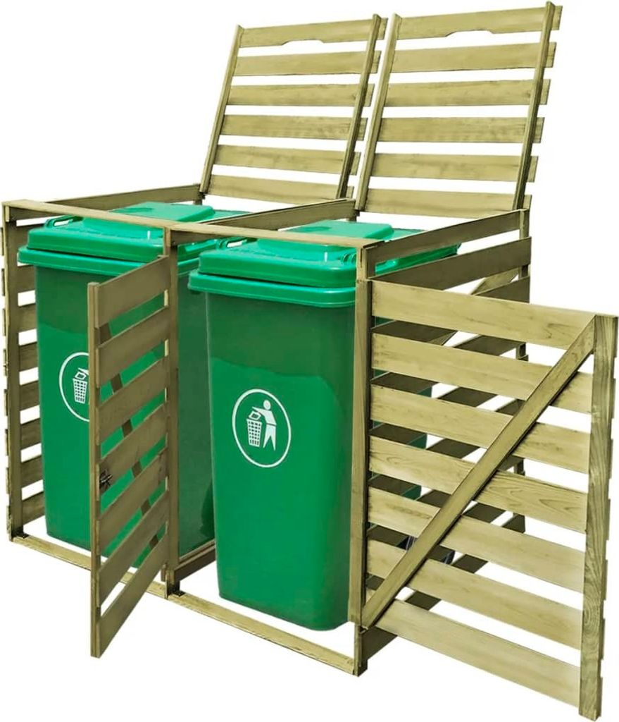 "2026 Promotion" Mülltonnenbox für 2 Tonnen 240 L Imprägniertes Holz - Mülltonnenboxen CC26172