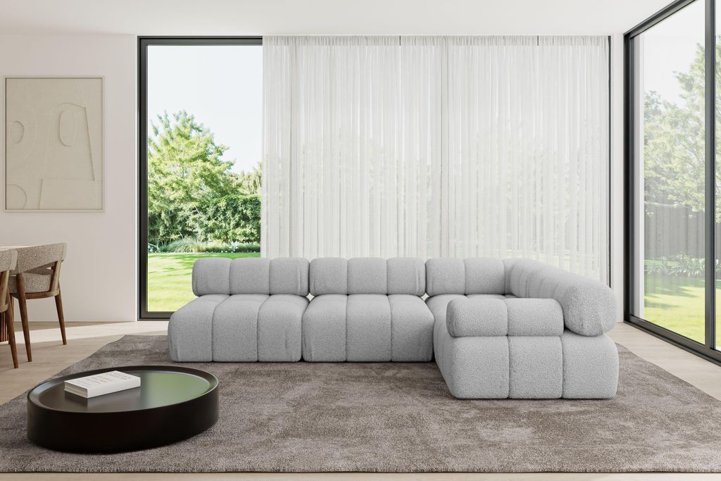 ALTDECOR Modulares Sofa Ecksofa in L-Form - Mende-L2 - 285x190x70 cm Hellgrau Corner modular Sofa Eckcouch Couch Wohnlandschaft Cauchsofa Polstersofa