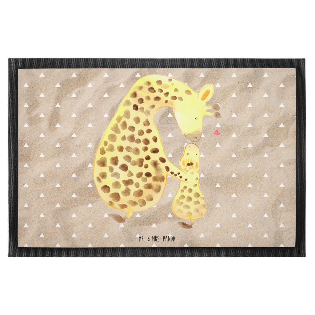 Mr. & Mrs. Panda Schmutzfangmatte Giraffe Kind 60 x 90 cm - Sandig - Geschenk, Lieblingsmensch, Fussmatte, Mama, Fußabstreifer, Schmutzmatte, Bode...