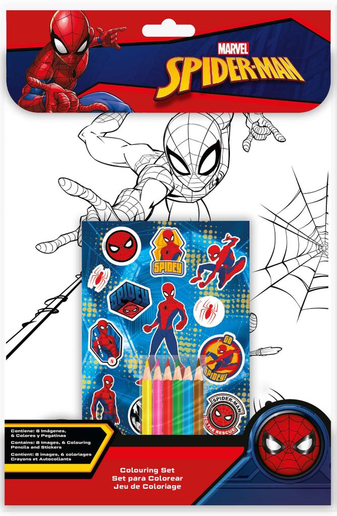 Jeu de pages à colorier avec des autocollants Spiderman Image du produit 
