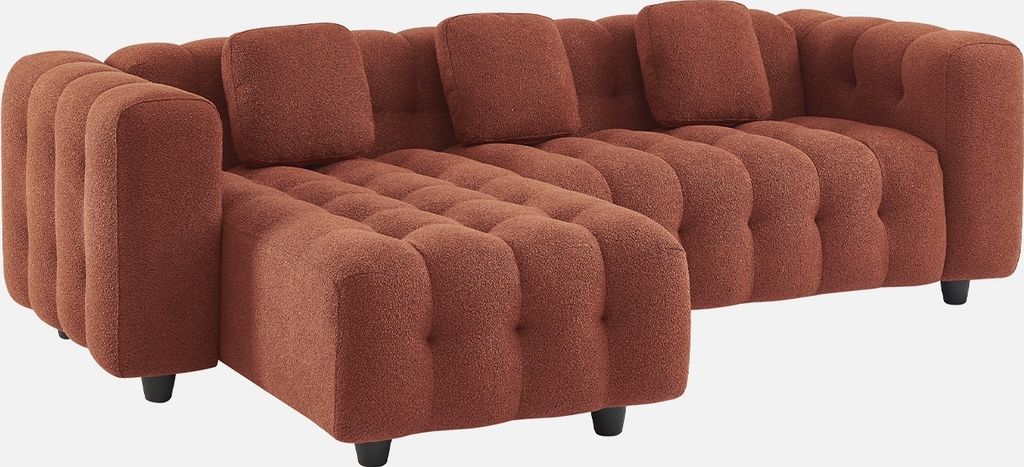 sweeek - Ecksofa, wendbar, mit strukturiertem Bouclé-Bezug - Terrakotta