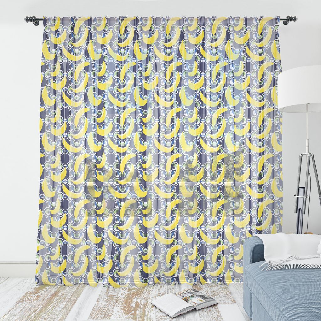 ABAKUHAUS Bunt Wandteppich, Repetitive Banana-Pop-Art-Muster mit Retro-Hintergrund, Wohnzimmer Schlafzimmer seidiges Satin Wandtuch, 220 cm x 274 c...