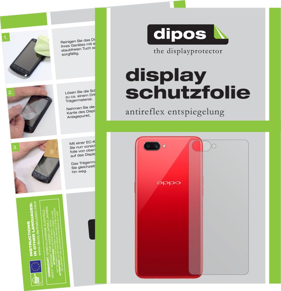 2x Schutzfolie für OPPO A3S Rückseite matt Displayschutzfolie Folie Display Schutz dipos