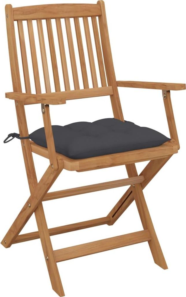 vidaXL Klappbare Gartenstühle 4 Stk. mit Kissen Massivholz Produktbild 