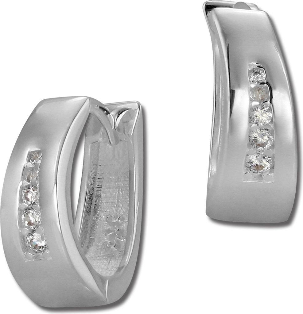 SilberDream Creolen für Damen 925 Silber weiß oval Zirkonia Ohrringe SDO399W