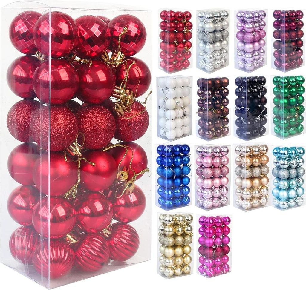Weihnachtskugel-Ornamente, 36 Stück, bruchsichere Weihnachtsbaumdekorationen, hängende Kugeln für Weihnachtsbaum, Feiertage, Hochzeiten, Party-D...