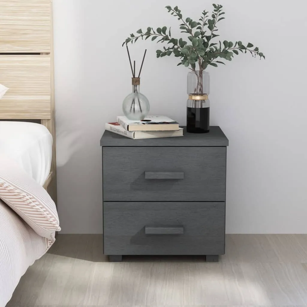 Table de nuit HAMAR gris foncé 40x35x44,5 cm en pin massif - Réf 340406