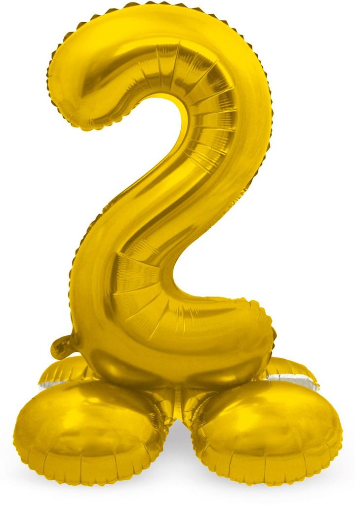 Stehender Folienballon Zahlen 28"/72cm | Gold Zahl: 2 Produktbild 